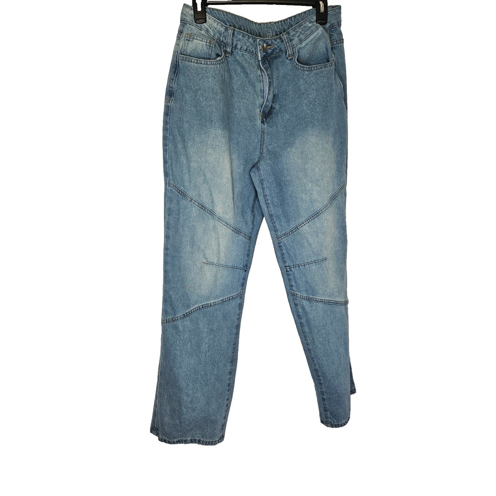 Womens Light Wash High Rise Straight Leg Jeans L Panel Seam Denim Y2k